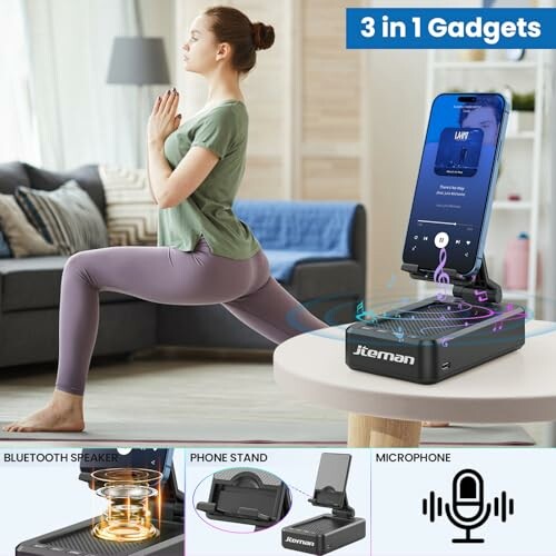 Jteman Cell Phone Stand with Bluetooth Speaker