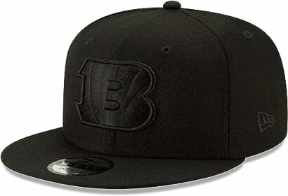 Black snapback cap with embossed logo