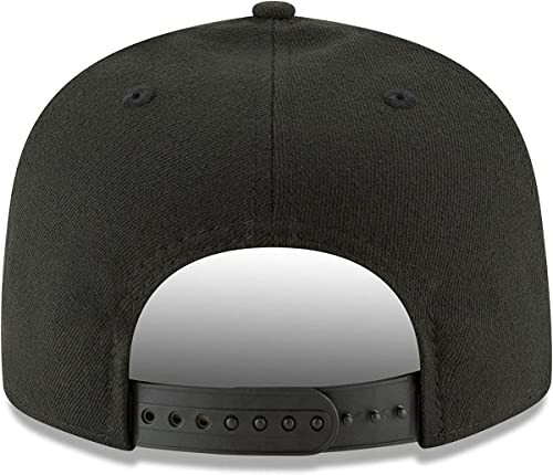 Back view of a black snapback hat