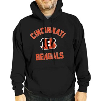 Man wearing Cincinnati Bengals hoodie.