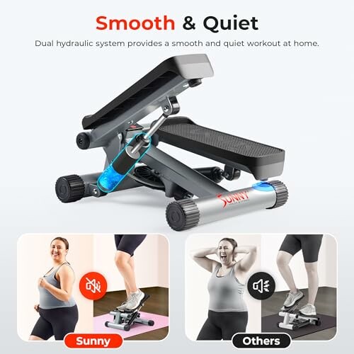 Compact stepper machine with dual hydraulic system for smooth and quiet workouts.