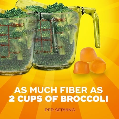 Gummy vitamins with fiber compared to 2 cups of broccoli.