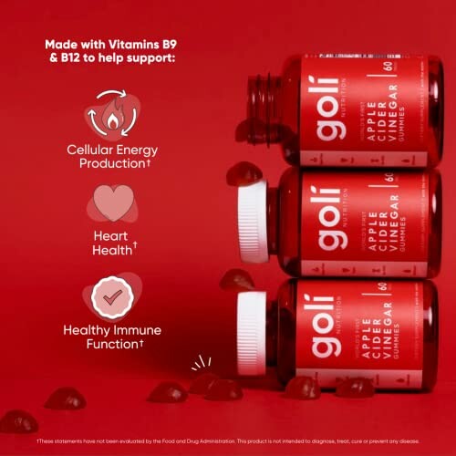 Goli apple cider vinegar gummies for energy, heart, and immune support.
