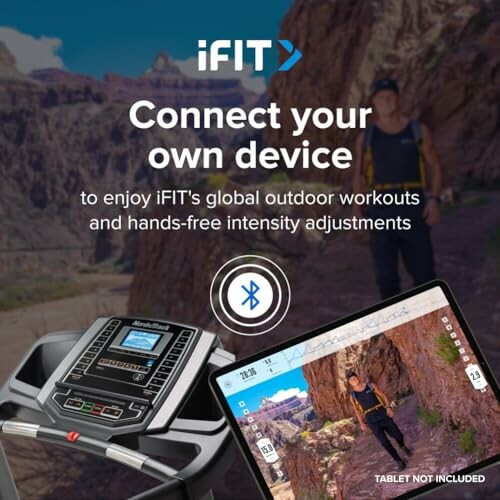 iFIT ad promoting outdoor workouts with device connectivity.