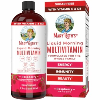 Mary Ruth's Liquid Morning Multivitamin with Vitamin C & D3 in raspberry flavor.