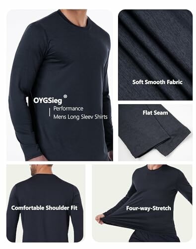 Men's long sleeve performance shirt with soft fabric
