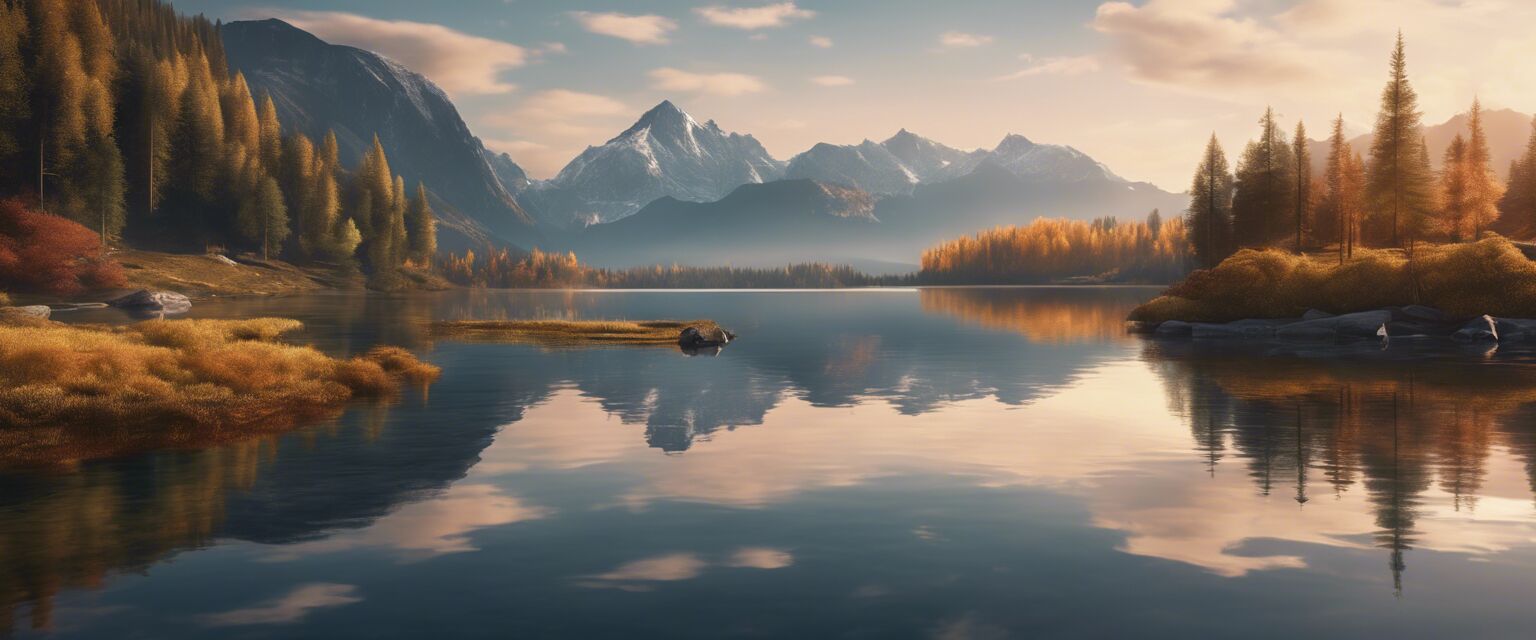Serene lake and mountains