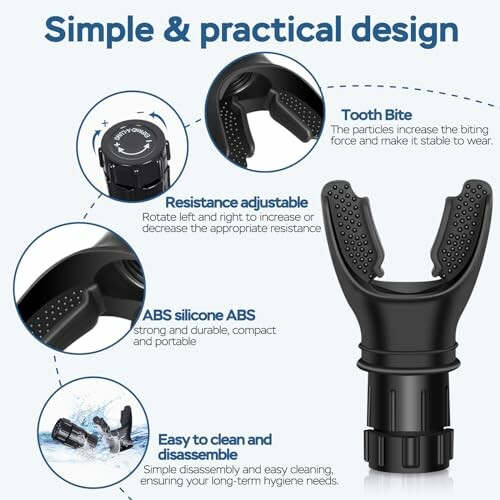Mouthpiece with adjustable resistance and easy disassembly features.