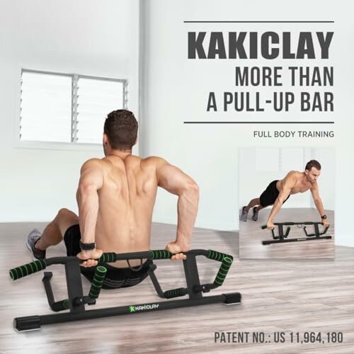 Man using a versatile exercise bar for full body training.
