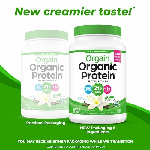 Comparison of Orgain Organic Protein powder packaging and formula.
