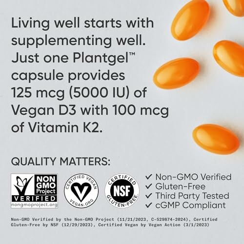 Plantgel supplement benefits and certifications.