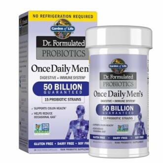 Dr. Formulated Probiotics Once Daily Men's supplement bottle and box.