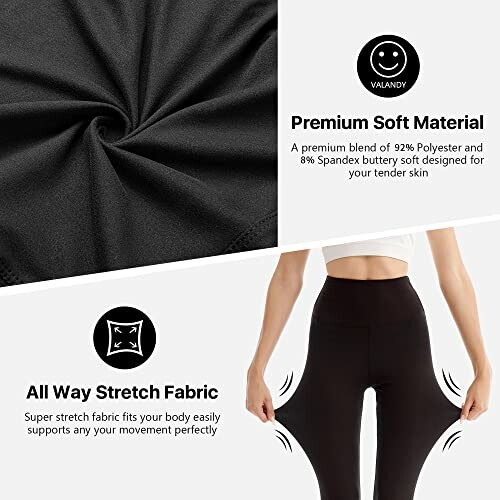 Black leggings showcasing stretch fabric and soft material.