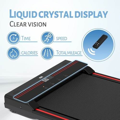 Treadmill with LCD display showing time, speed, calories, and mileage.